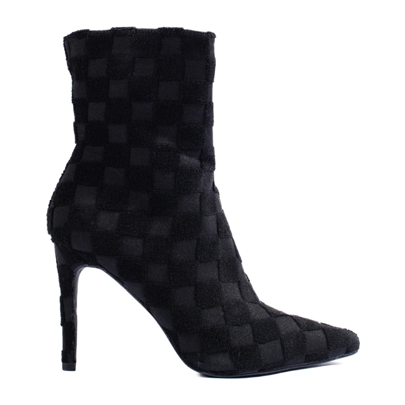 Hohe, taillierte Damenstiefelette mit Stilettoabsatz schwarz 2