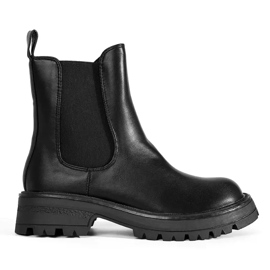 Schwarze Chelsea-Stiefel für Damen mit Plateau 2