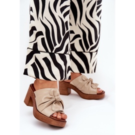 Damenflip Flops auf dem Eco -Leder -Post Beige 2