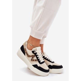 Frauen Sportschuhe auf der Plattform Leopardendruck schwarz 1