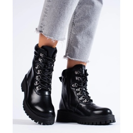 Schwarze Schnürstiefeletten für Damen 1