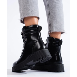 Schwarze Schnürstiefeletten für Damen 2