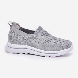 Das graue Frauen aus rutschten Material -Sneakers aus 4