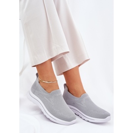 Das graue Frauen aus rutschten Material -Sneakers aus 6
