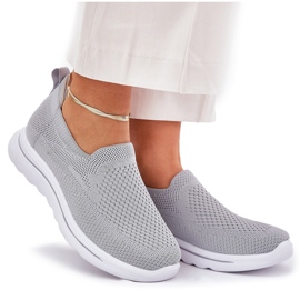 Das graue Frauen aus rutschten Material -Sneakers aus 8