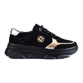 Bequeme Ledersneaker für Damen schwarz 2