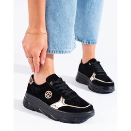 Bequeme Ledersneaker für Damen schwarz 4