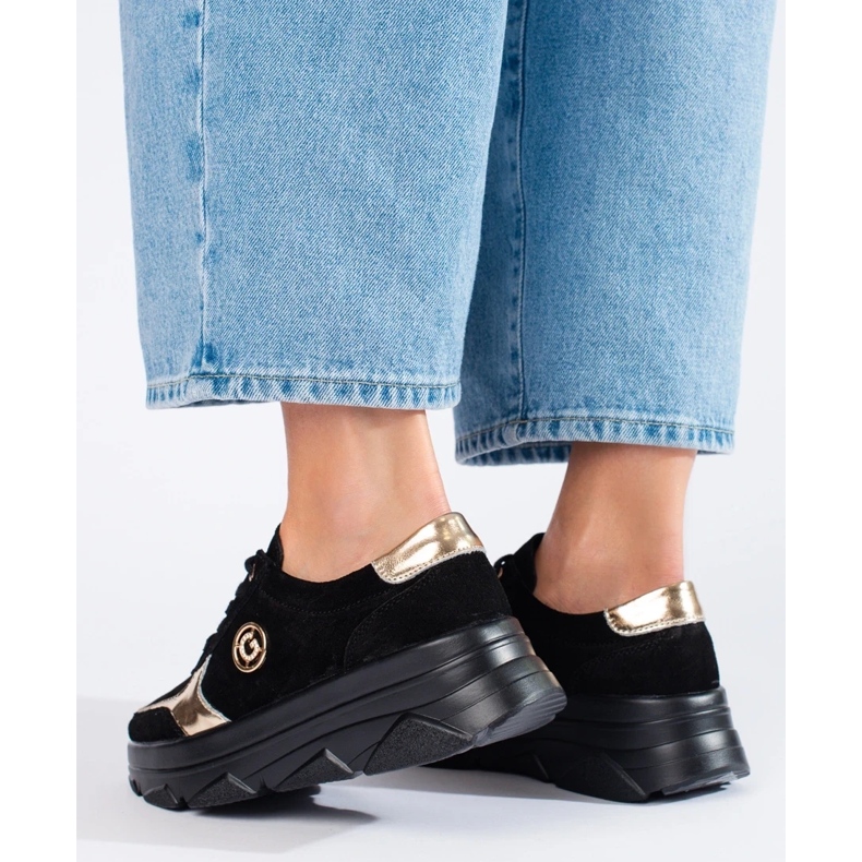 Bequeme Ledersneaker für Damen schwarz 1