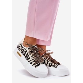 Frauen -Sneaker mit dekorativem Schnürsenkel Schwarz und Beige 1