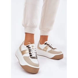 Damen-Sneaker auf einer massiven Plattform, Tier-Beige-Gold-Muster 2