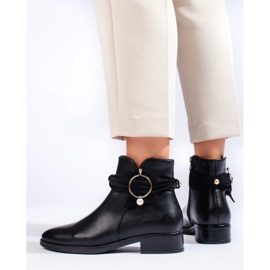 Flache Damenstiefeletten schwarz 1