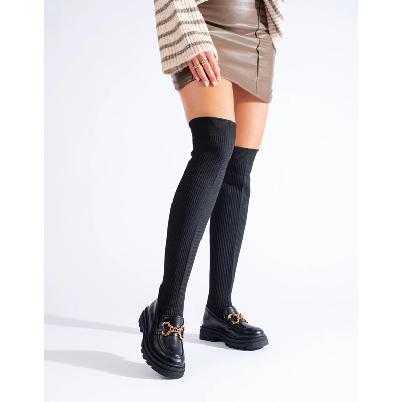 Schwarze Damenstiefel mit flexiblem Obermaterial 1