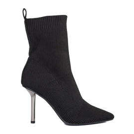 Taillierte Damenstiefeletten mit hohem Absatz schwarz 1