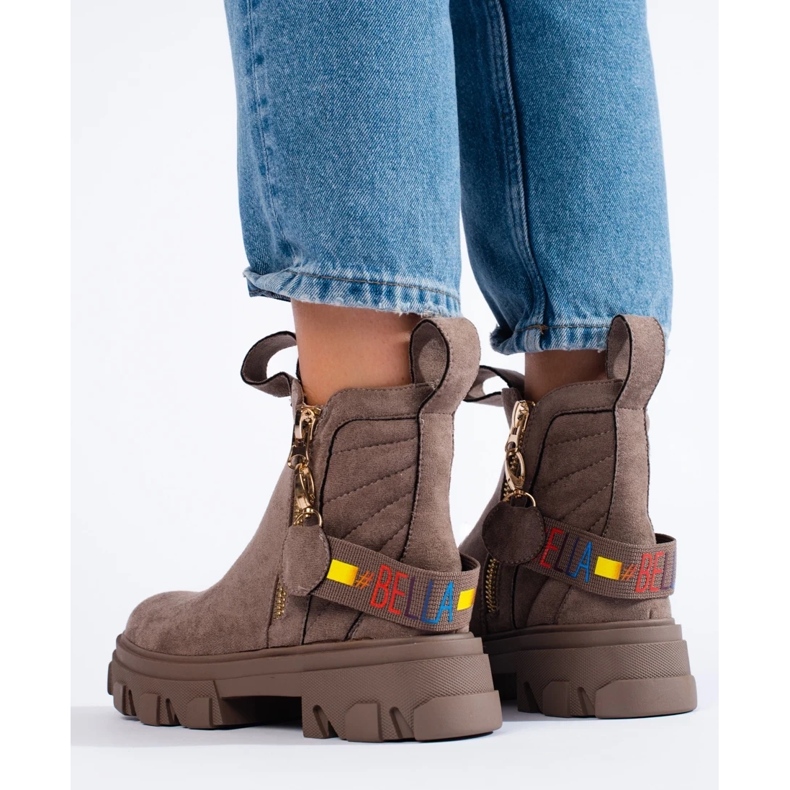 Plateau-Stiefeletten für Damen beige 1