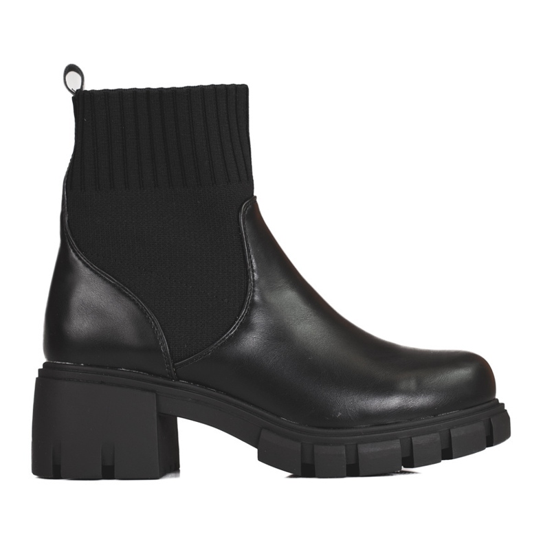 Schwarze Damenstiefel mit elastischem Obermaterial 1