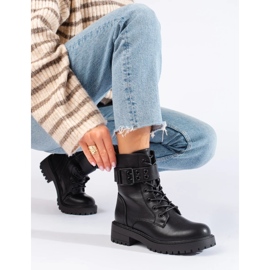 Damen-Schnürbeutel aus ökologischem Leder schwarz 2