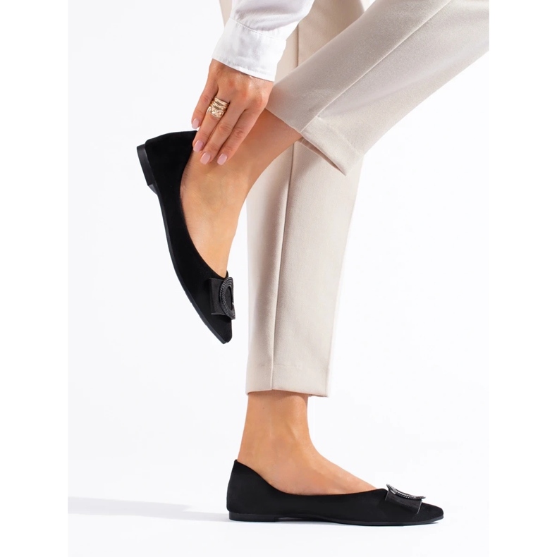 Ballerinas aus schwarzem Wildleder für Damen 1