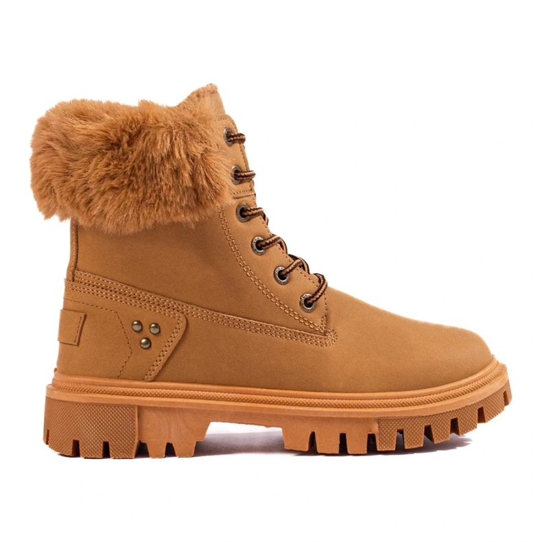 Braune Damenstiefel mit Fell 2