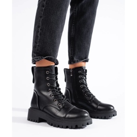 Schwarze Damenbaggies aus ökologischem Leder 1