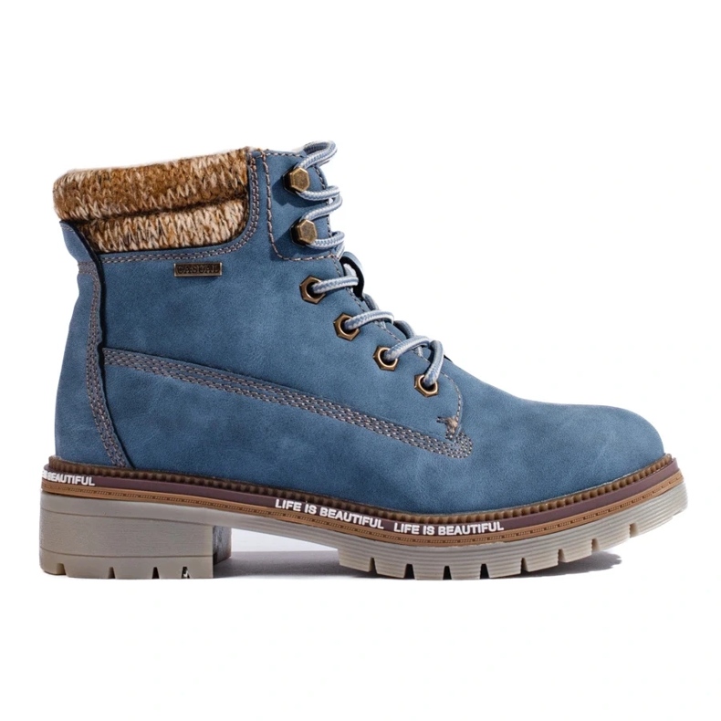 Blaue Damen-Wanderstiefel aus ökologischem Leder 2
