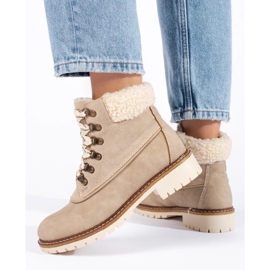 Wanderstiefel für Damen mit Lammfell braun 1