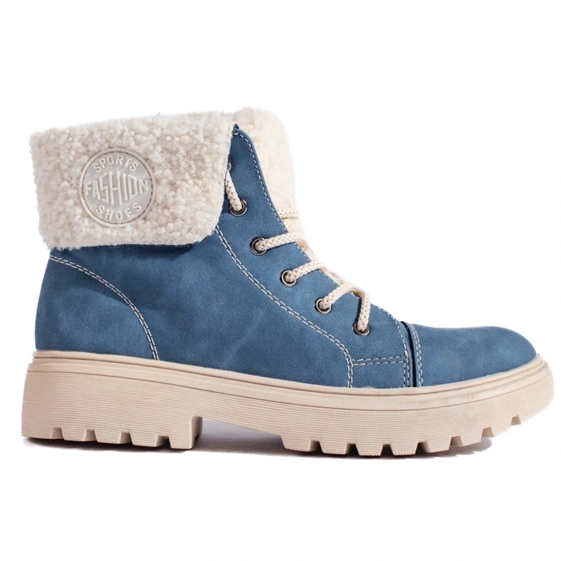 Wanderstiefel für Damen mit Lammfell blau 2