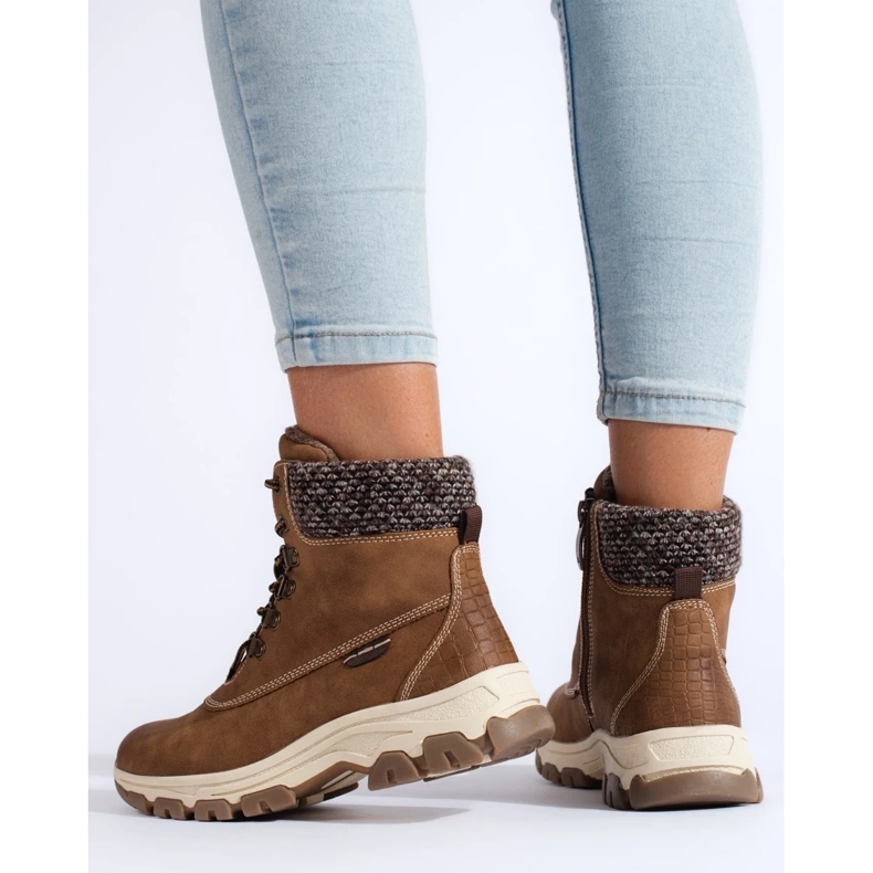 Braune Damen-Plateaustiefel 1