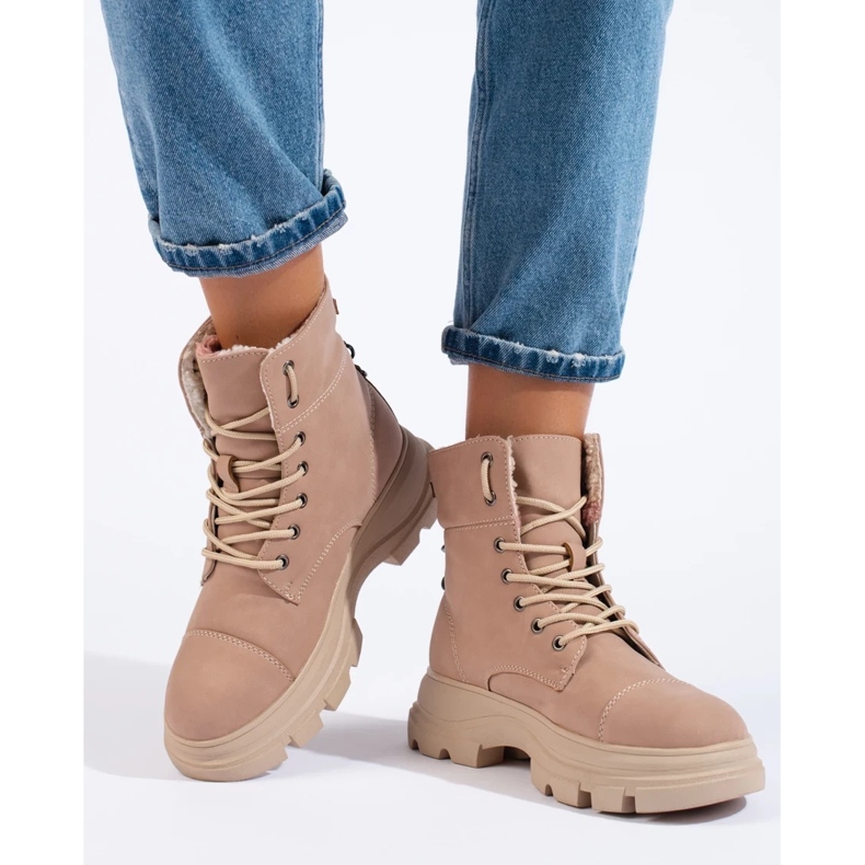 Damen-Plateaustiefel, rosa 2