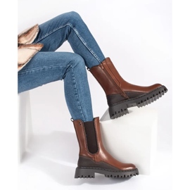 Hohe Chelsea Boots aus Kunstleder braun 1