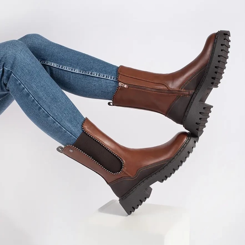 Hohe Chelsea Boots aus Kunstleder braun 2