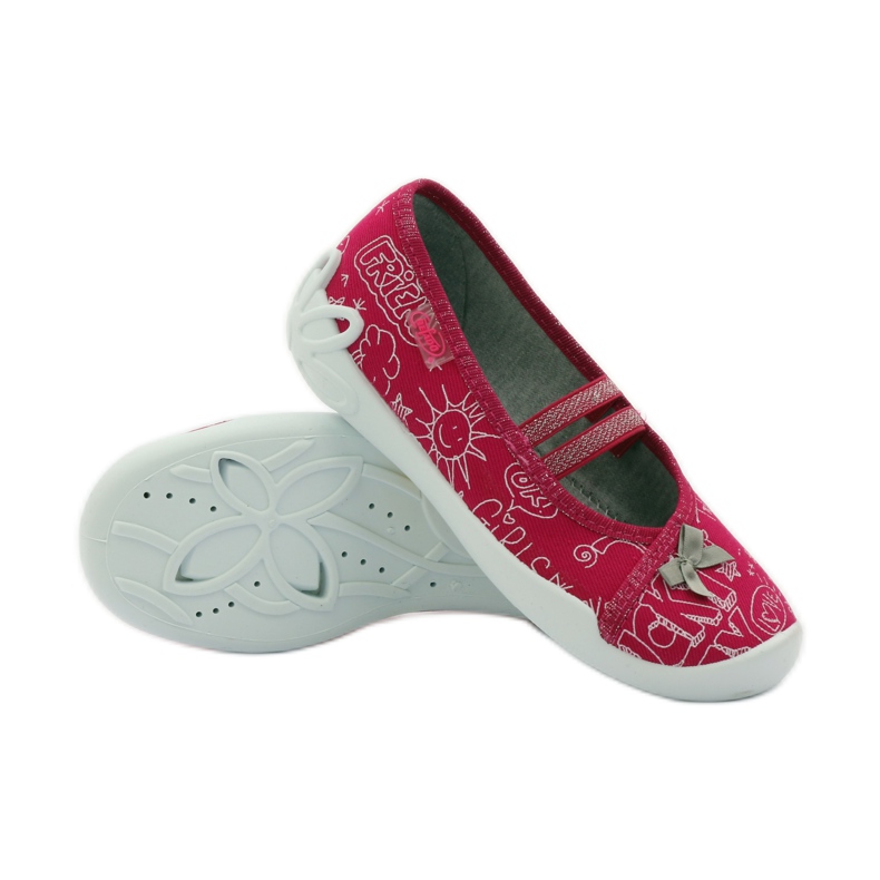 Befado Kinderschuhe Ballerinas Hausschuhe 116x236 rosa weiß 3