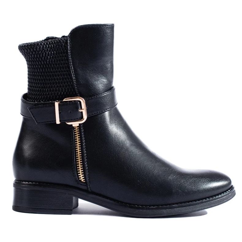 Flache Damenstiefeletten schwarz 2