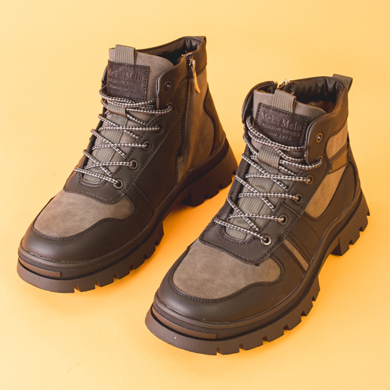 Mit Fell isolierte Winterstiefel für Herren grau 1