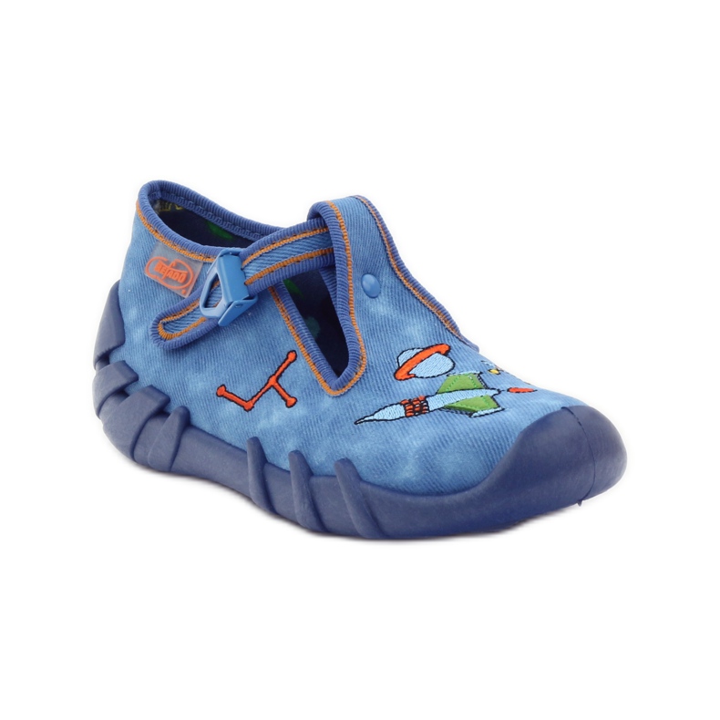 Befado Kinderschuhe 110p315 Hausschuhe grün orange blau 1