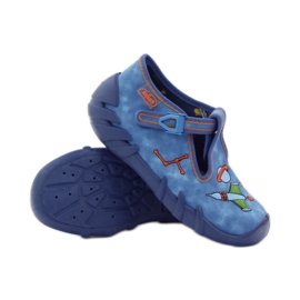 Befado Kinderschuhe 110p315 Hausschuhe grün orange blau 3