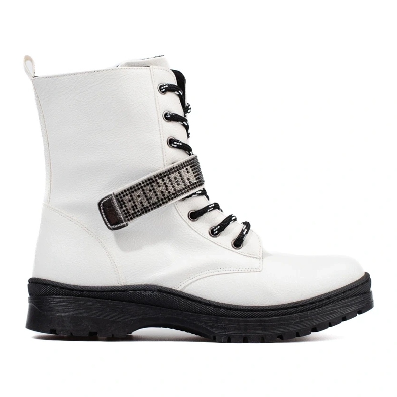 W. Potocki Potocki Mädchenstiefel mit Kristallen weiß 1