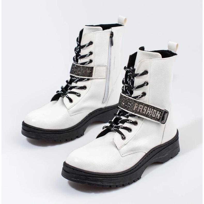 W. Potocki Potocki Mädchenstiefel mit Kristallen weiß 2