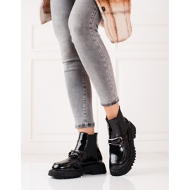 Plateaustiefel aus Leder für Damen schwarz 2