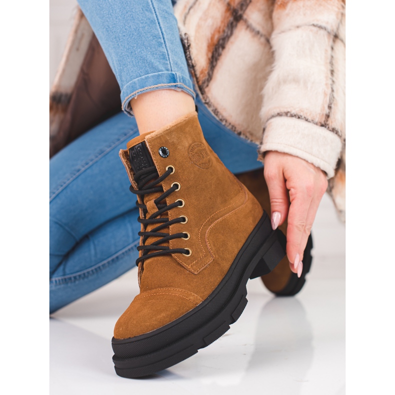 Leder Damenschuhe Big Star KK274524 braun 2