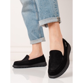 Schwarze, durchbrochene Shelovet-Loafer für Damen 2