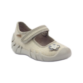 Befado Kinderschuhe Ballerinas Hausschuhe 109p163 braun grau gelb 1
