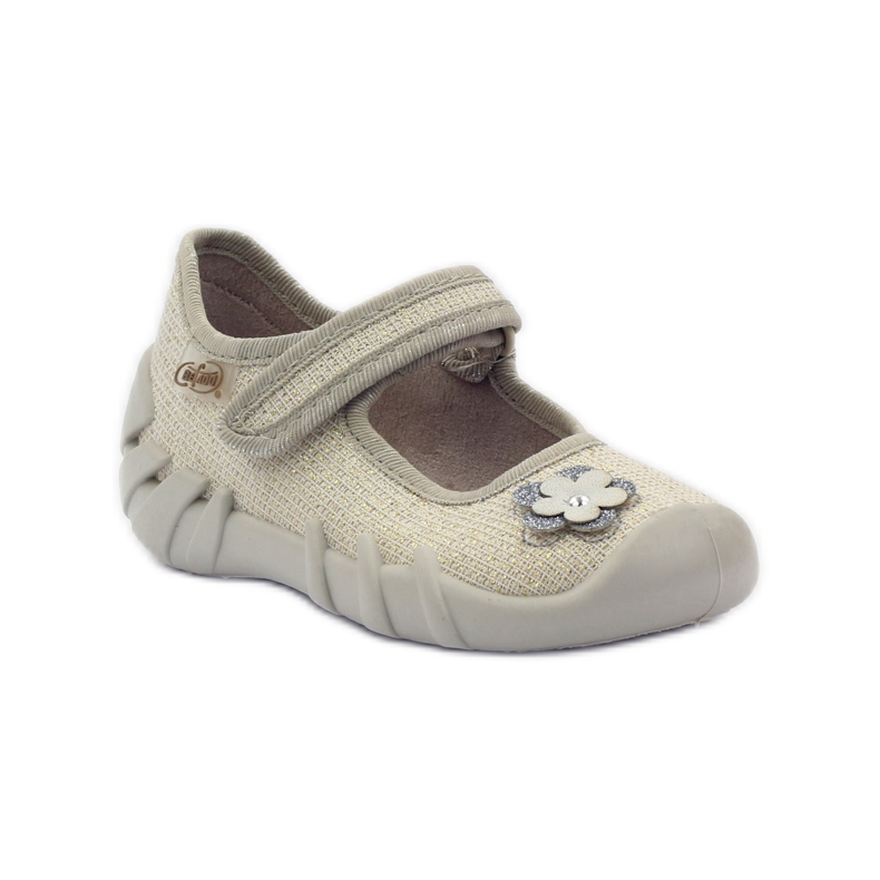 Befado Kinderschuhe Ballerinas Hausschuhe 109p163 braun grau gelb 1