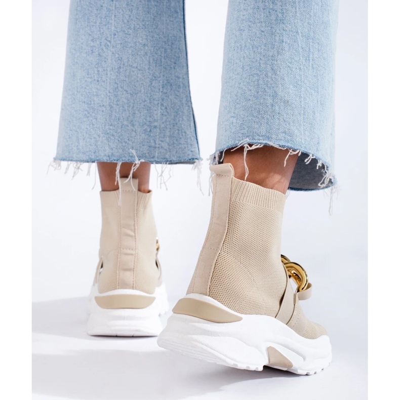 Shelovet Damensneaker mit beiger Socke 1