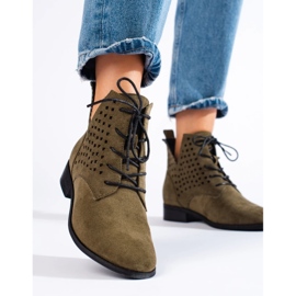 W. Potocki Durchbrochener Damen-Schnürstiefel Potocki grün 1