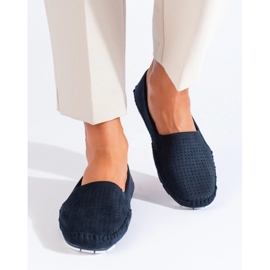 Marineblaue, durchbrochene Shelovet-Slipper für Damen 2