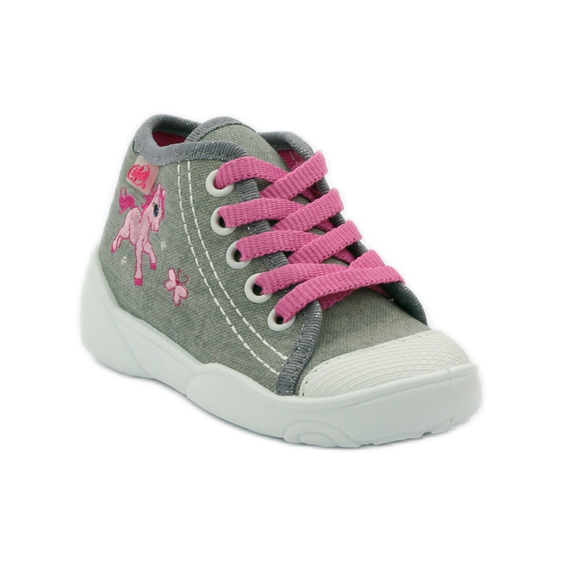 Hausschuhe auf Turnschuhen Befado 218P048 konik rosa grau 1