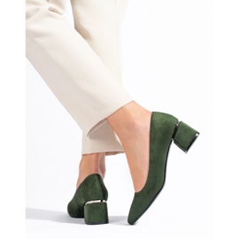 Grüne Damenpumps von Vinceza mit niedrigem Absatz 1