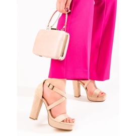 Shelovet Beige Sandaletten mit hohem Absatz 2