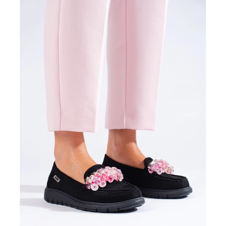 Damen-Plateau-Mokassins aus Shelovet-Wildleder schwarz 1