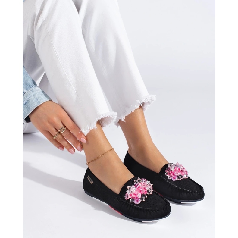 Shelovet Loafer für Damen aus schwarzem Wildleder 1